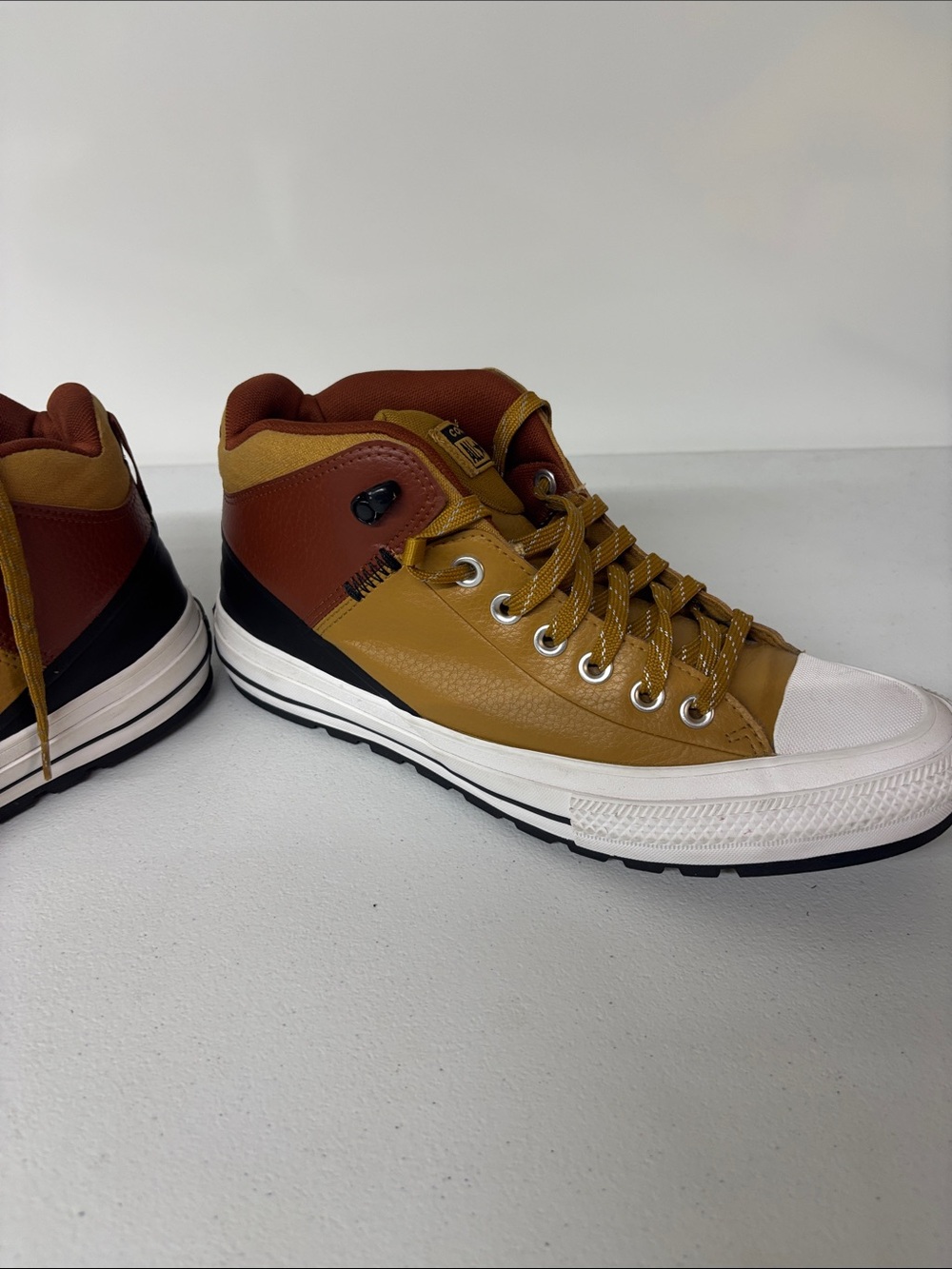 Converse High-Top Sneakers in Mustard Yellow and Rust Brown - Picture 11 of 11